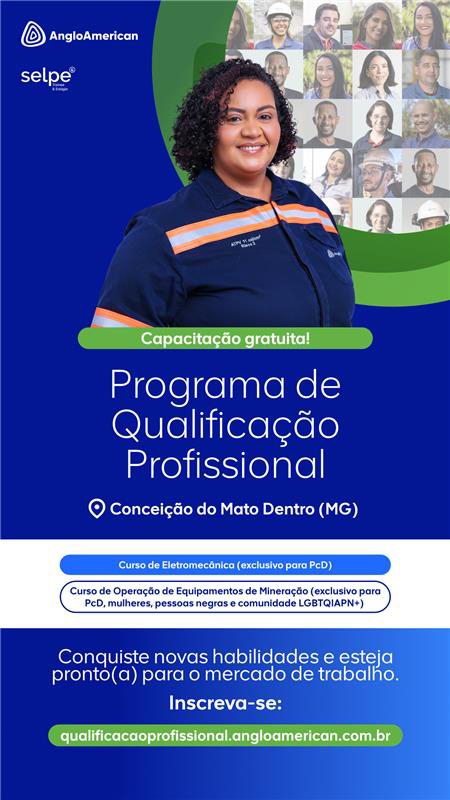 Anglo American abre vagas afirmativas gratuitas para cursos de qualificação profissional